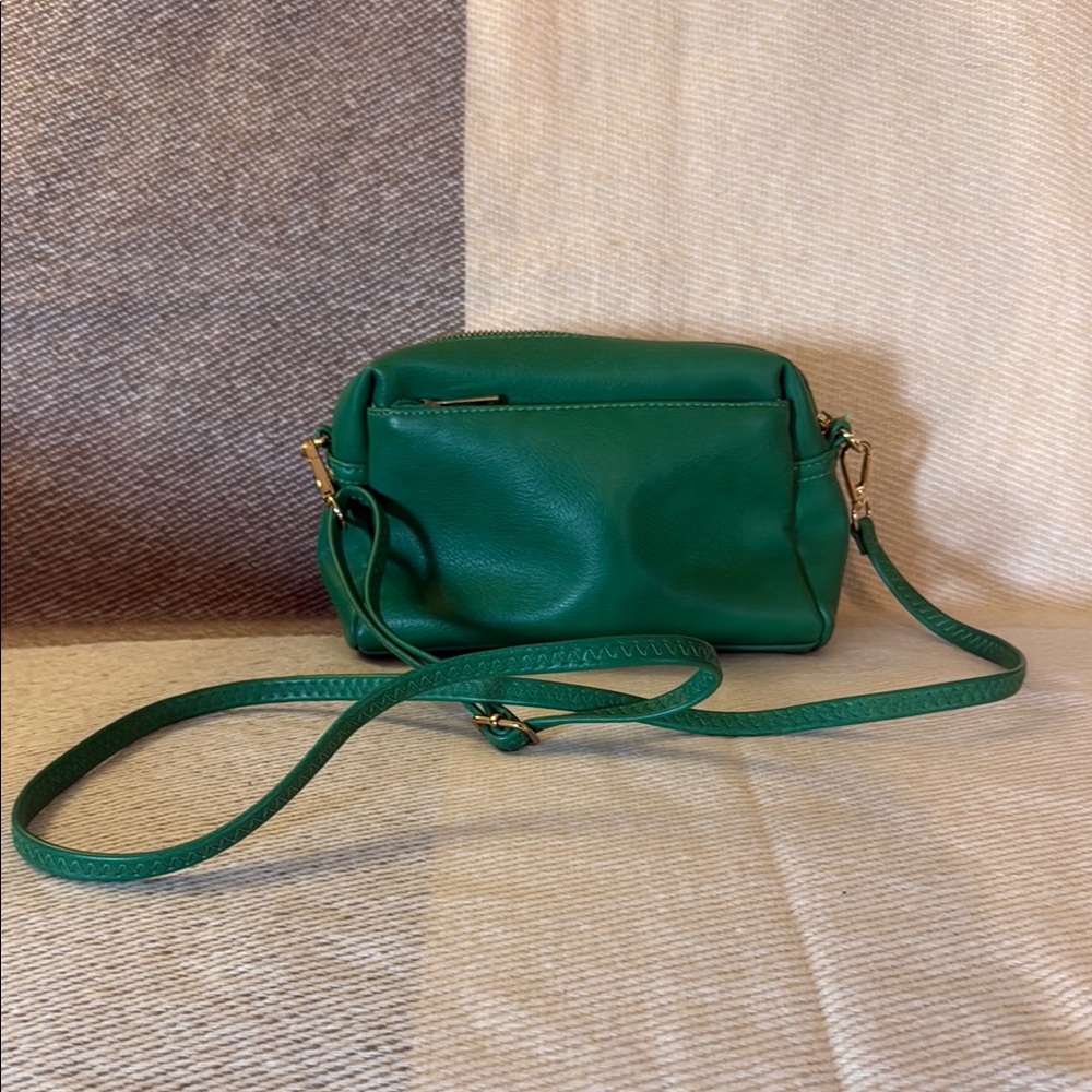 Emerald Green Crossbody Bag with Glossy Finish